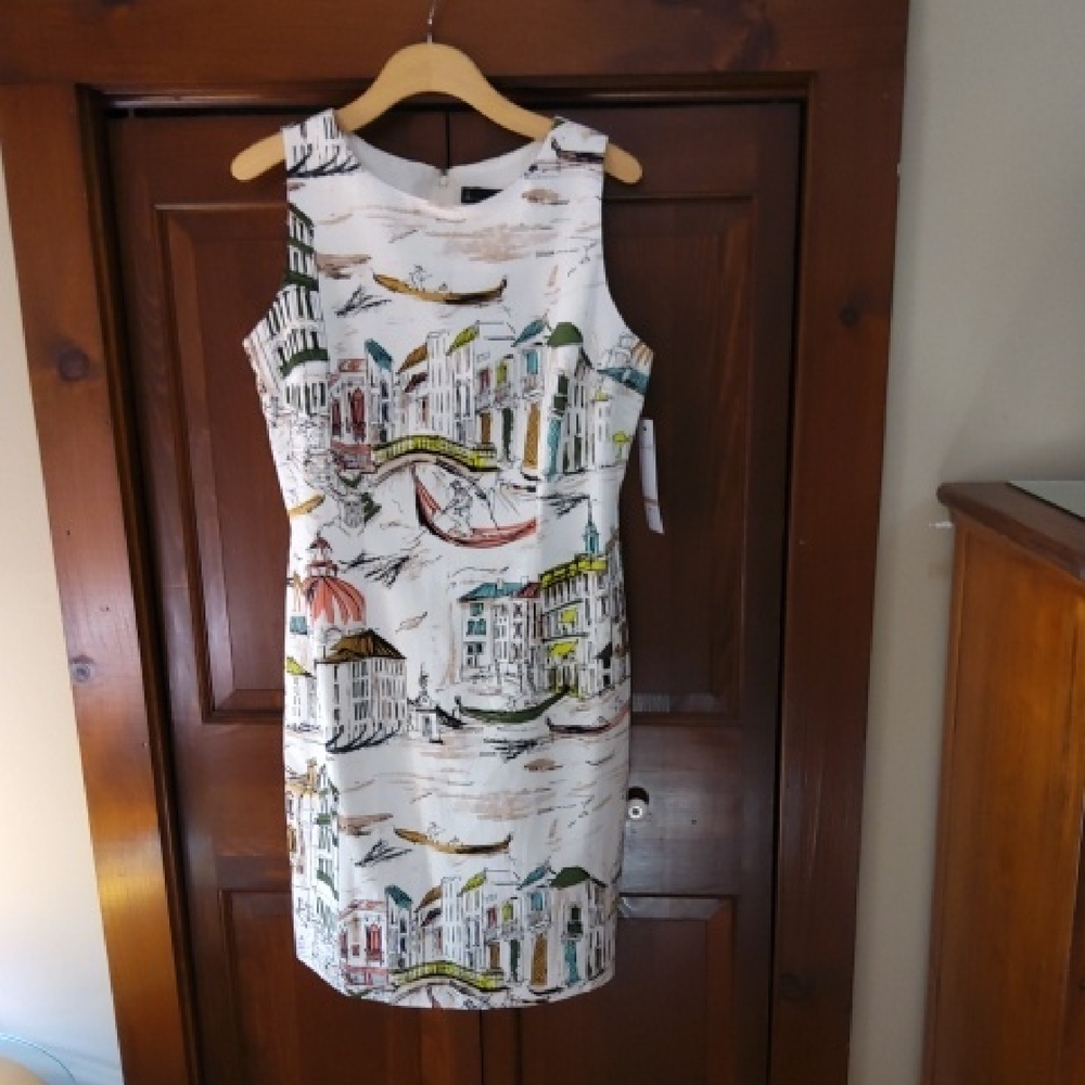 Chetta B Multicolor Scenic Print Midi Dress